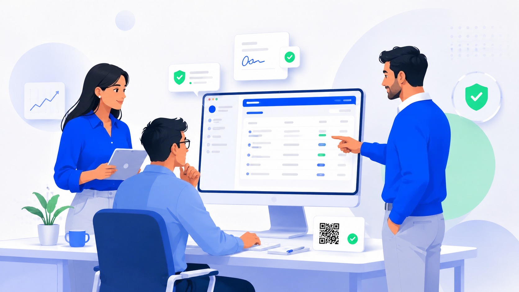 Equipo de una empresa chilena revisando en conjunto un dashboard de Órdenes de Compra en SúperOC